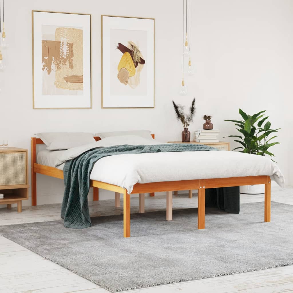 Seniorenbed massief grenenhout wasbruin 120x200 cm