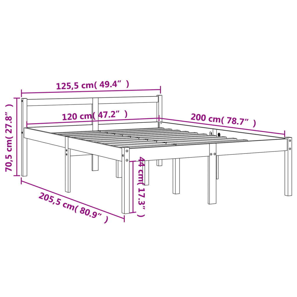 Seniorenbed massief grenenhout wasbruin 120x200 cm