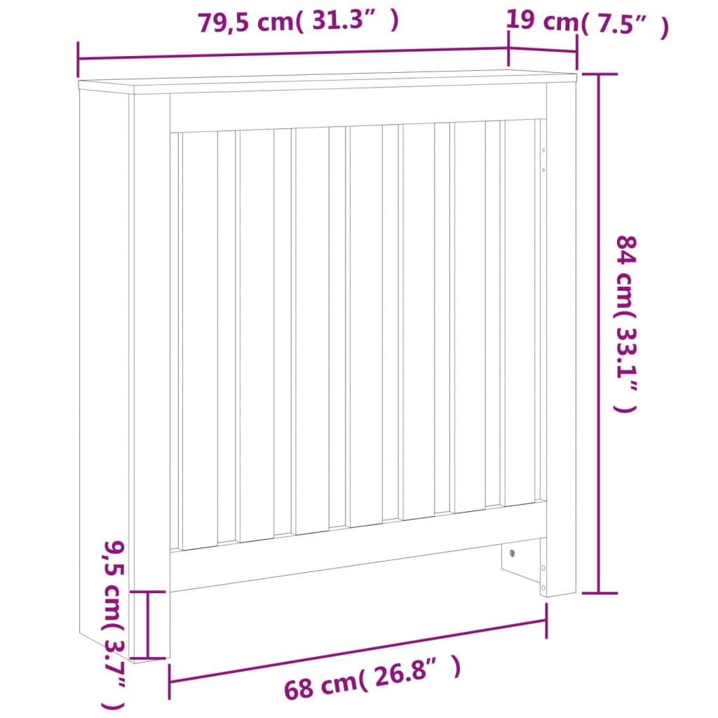 Radiatorombouw 79,5x19x84 cm massief grenenhout wasbruin - AllerleiShop