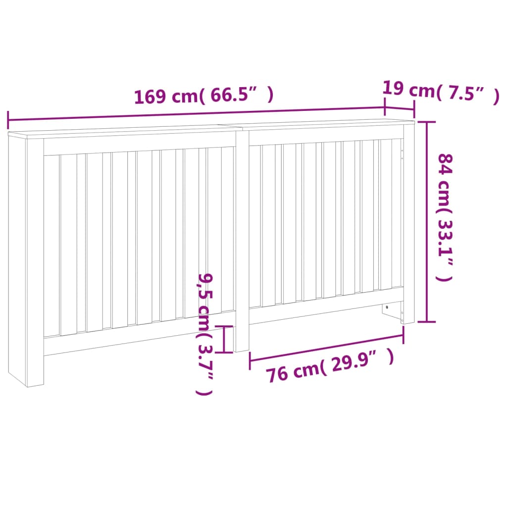 Radiatorombouw 169x19x84 cm massief grenenhout wasbruin - AllerleiShop