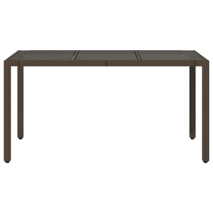 Tuintafel met glazen blad 150x90x75 cm poly rattan bruin - AllerleiShop