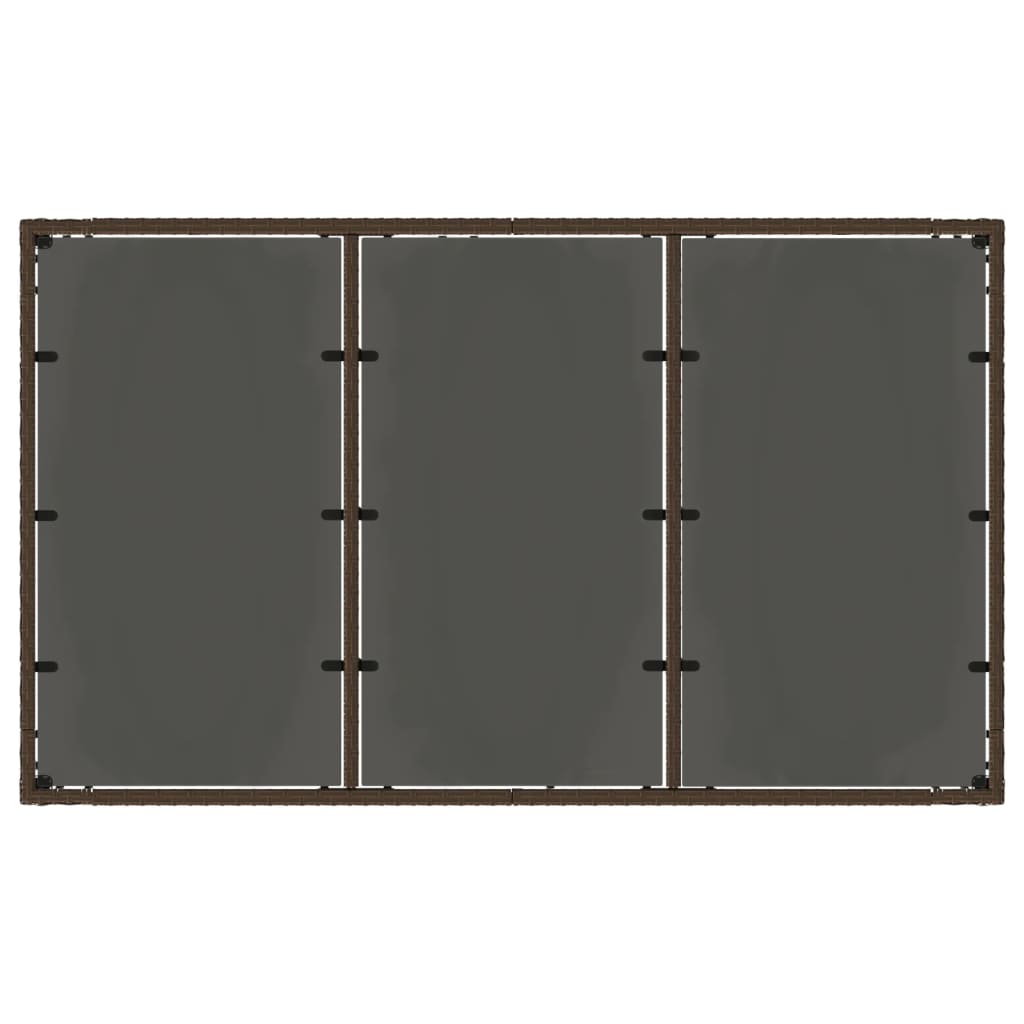 Tuintafel met glazen blad 150x90x75 cm poly rattan bruin - AllerleiShop