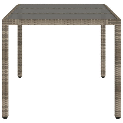 Tuintafel met glazen blad 150x90x75 cm poly rattan grijs - AllerleiShop