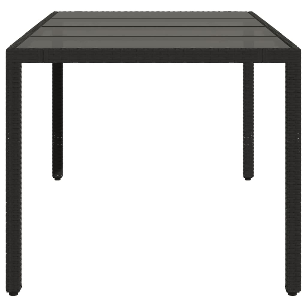 Tuintafel met glazen blad 190x90x75 cm poly rattan zwart - AllerleiShop