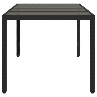 Tuintafel met glazen blad 190x90x75 cm poly rattan zwart - AllerleiShop