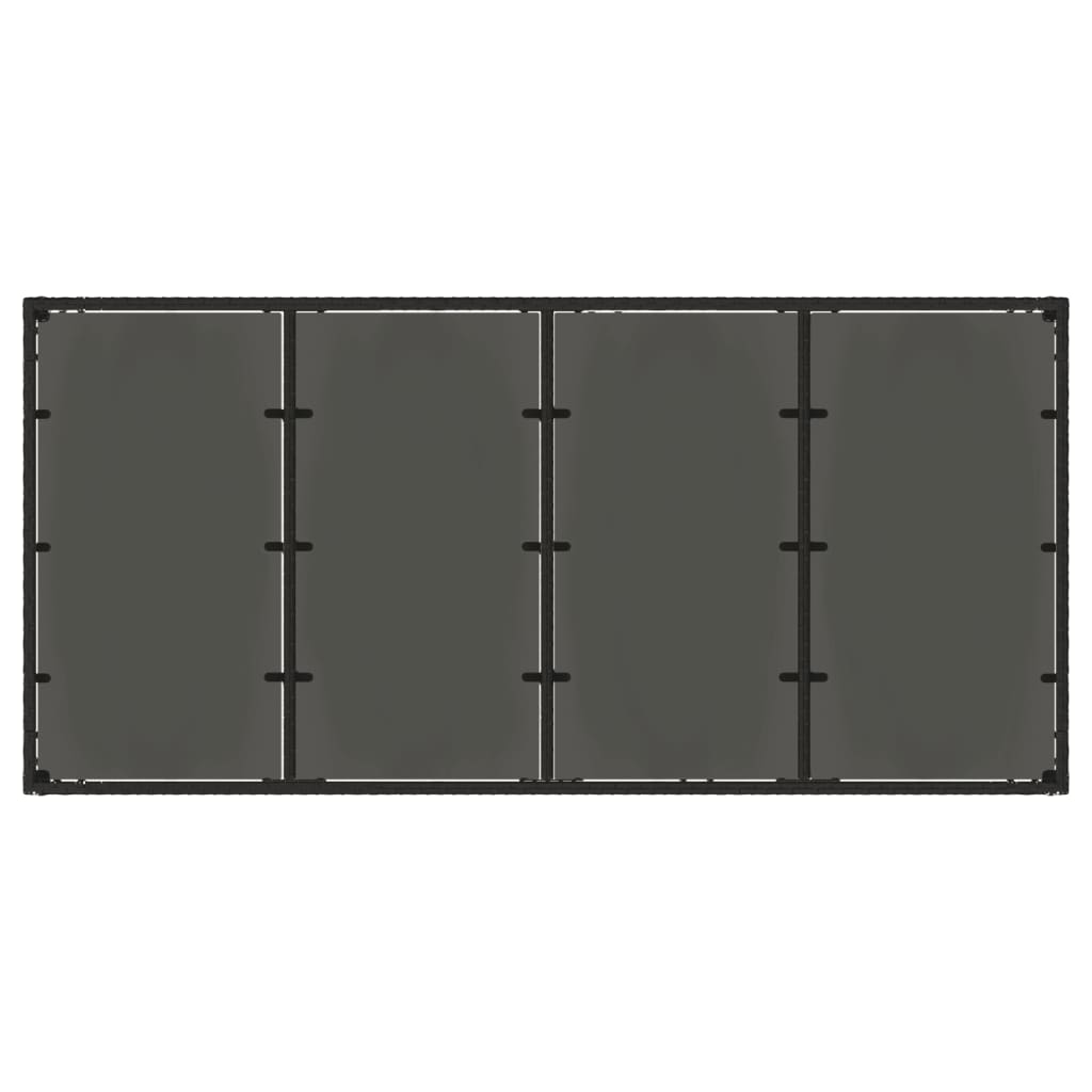 Tuintafel met glazen blad 190x90x75 cm poly rattan zwart - AllerleiShop