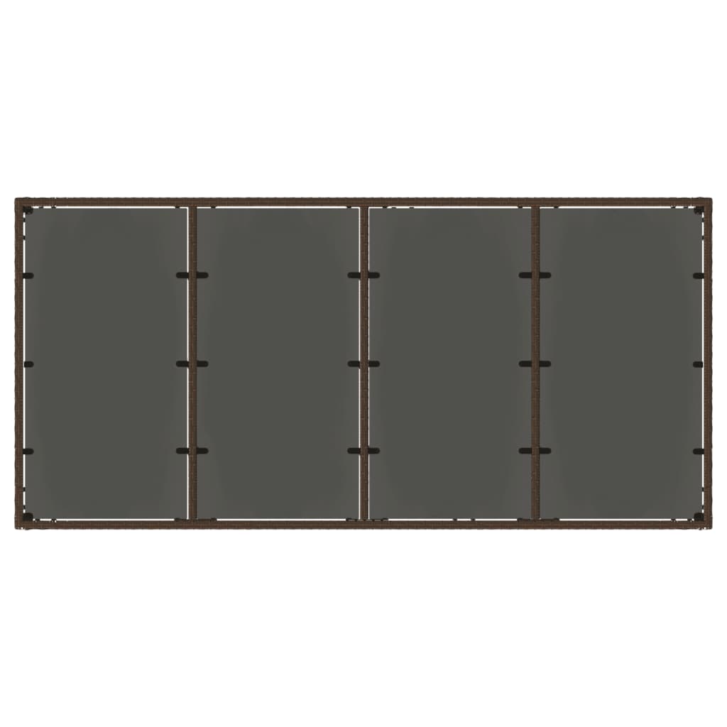 Tuintafel met glazen blad 190x90x75 cm poly rattan bruin - AllerleiShop