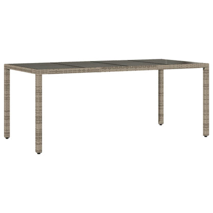 Tuintafel met glazen blad 190x90x75 cm poly rattan grijs - AllerleiShop