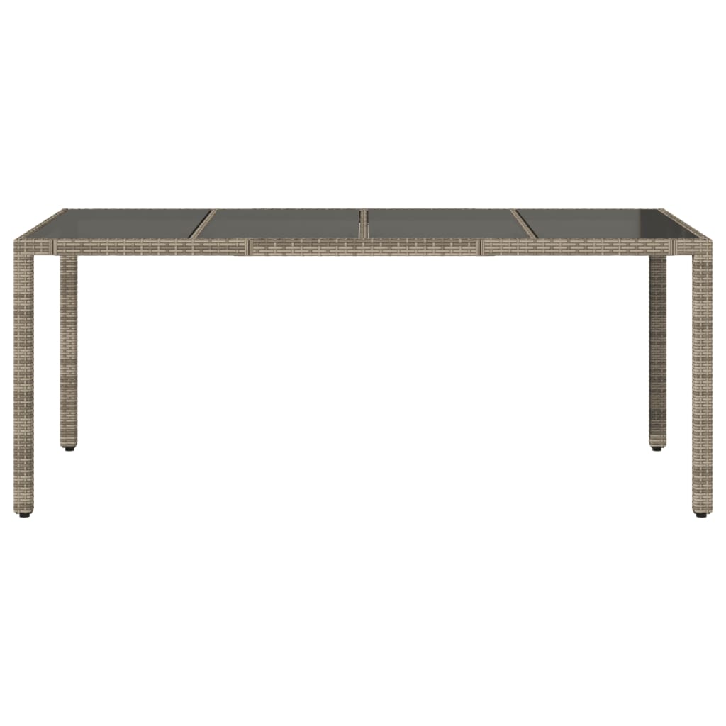 Tuintafel met glazen blad 190x90x75 cm poly rattan grijs - AllerleiShop