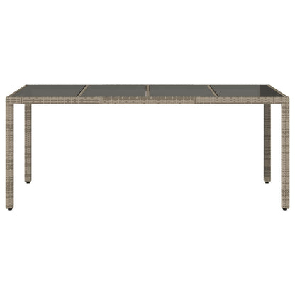 Tuintafel met glazen blad 190x90x75 cm poly rattan grijs - AllerleiShop