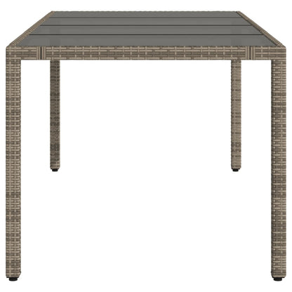 Tuintafel met glazen blad 190x90x75 cm poly rattan grijs - AllerleiShop