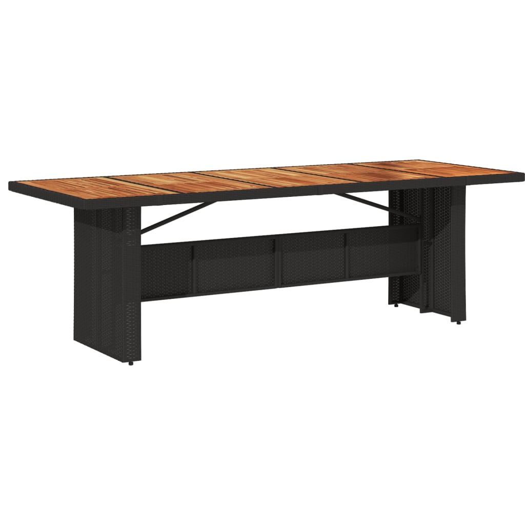 Tuintafel met acaciahouten blad 240x90x75 cm poly rattan zwart - AllerleiShop