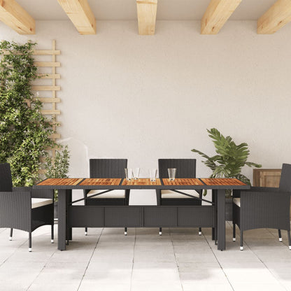 Tuintafel met acaciahouten blad 240x90x75 cm poly rattan zwart - AllerleiShop