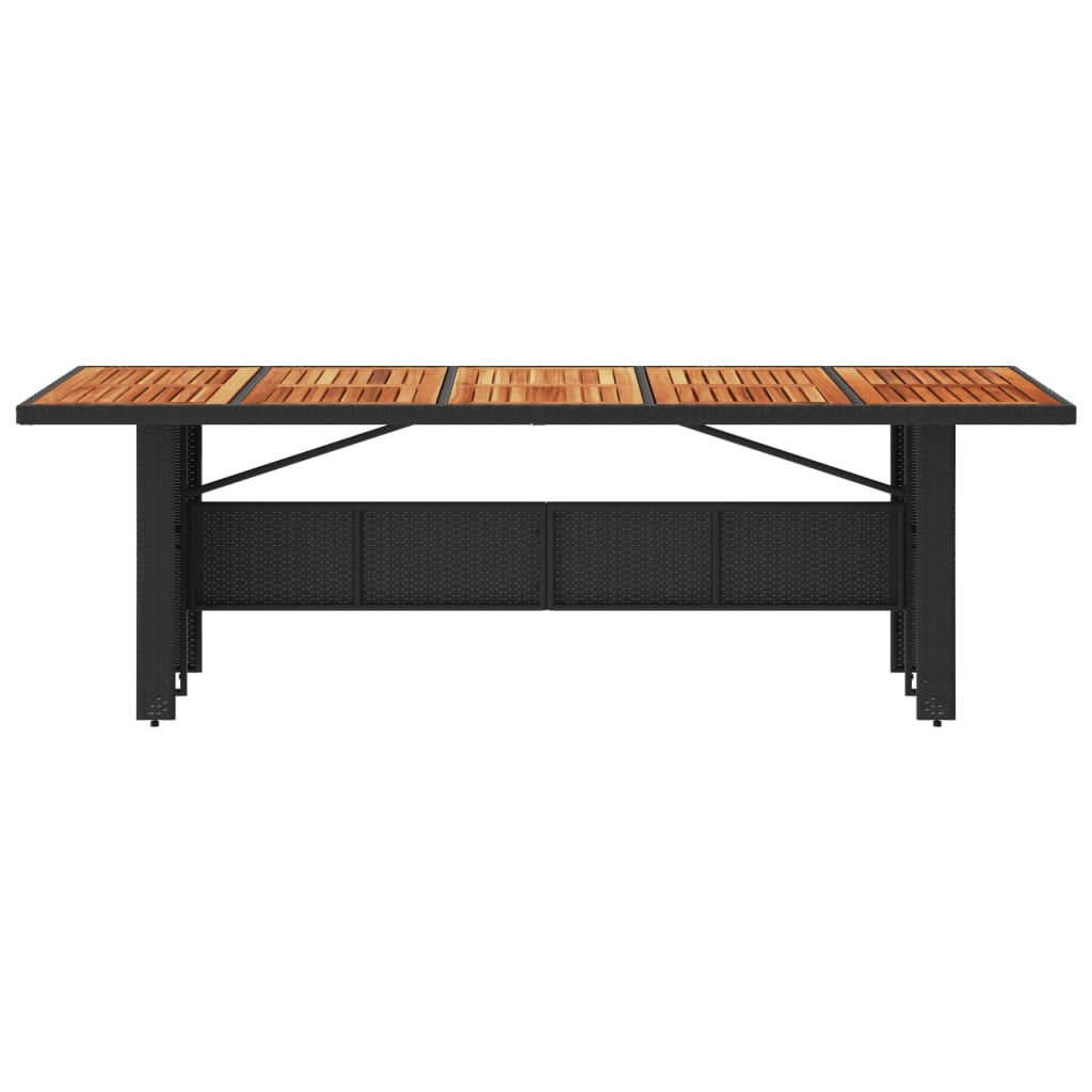 Tuintafel met acaciahouten blad 240x90x75 cm poly rattan zwart - AllerleiShop