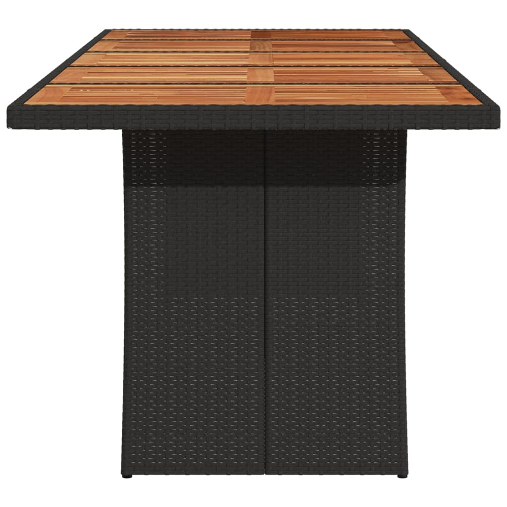 Tuintafel met acaciahouten blad 240x90x75 cm poly rattan zwart - AllerleiShop