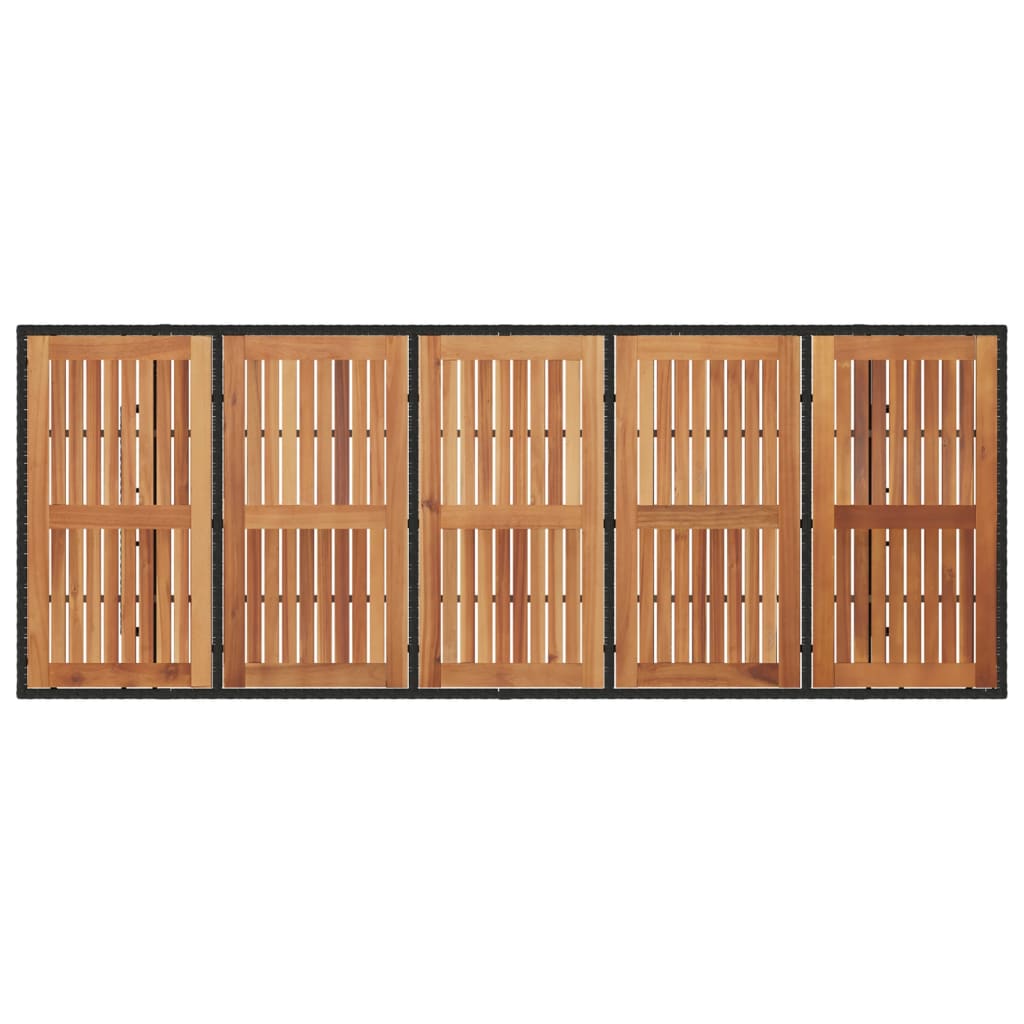 Tuintafel met acaciahouten blad 240x90x75 cm poly rattan zwart - AllerleiShop