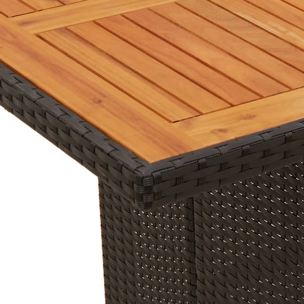 Tuintafel met acaciahouten blad 240x90x75 cm poly rattan zwart - AllerleiShop