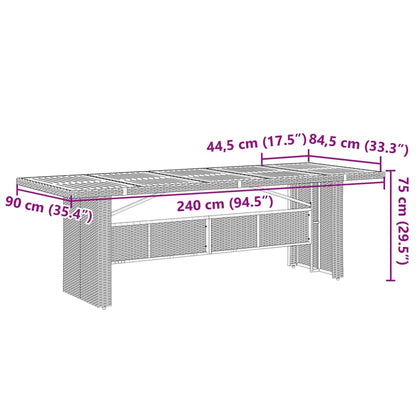 Tuintafel met acaciahouten blad 240x90x75 cm poly rattan zwart - AllerleiShop