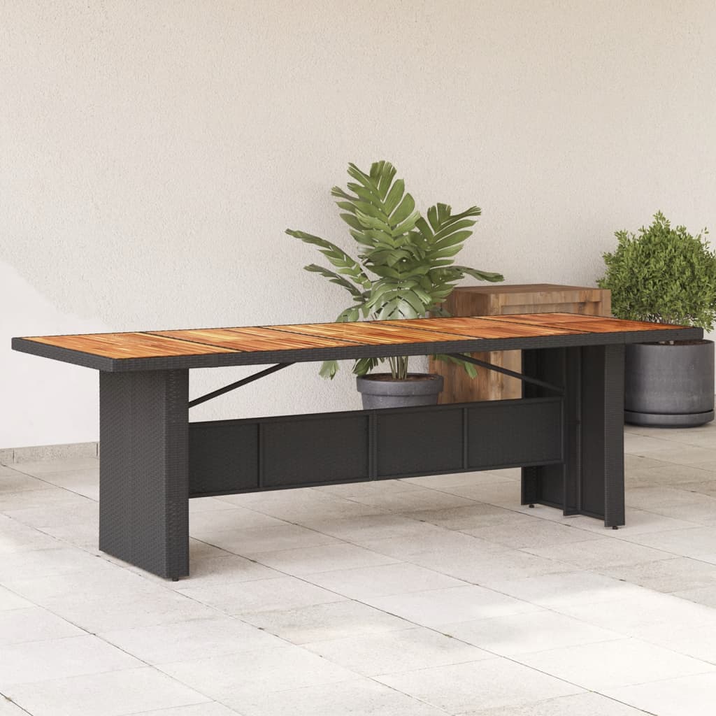 Tuintafel met acaciahouten blad 240x90x75 cm poly rattan zwart - AllerleiShop