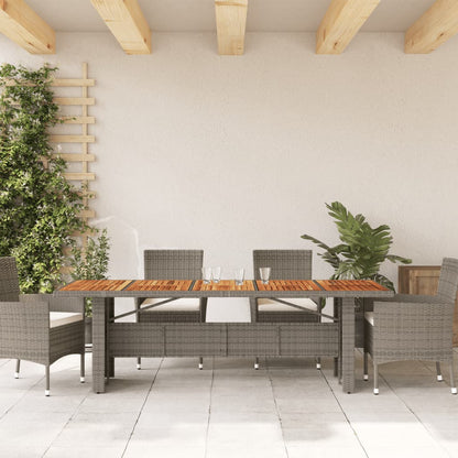 Tuintafel met acaciahouten blad 240x90x75 cm poly rattan grijs - AllerleiShop