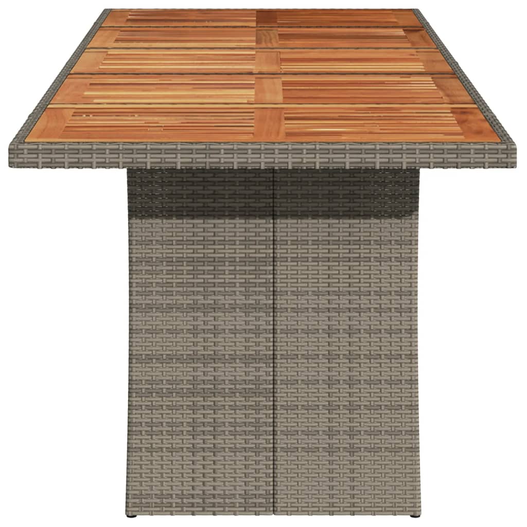 Tuintafel met acaciahouten blad 240x90x75 cm poly rattan grijs - AllerleiShop