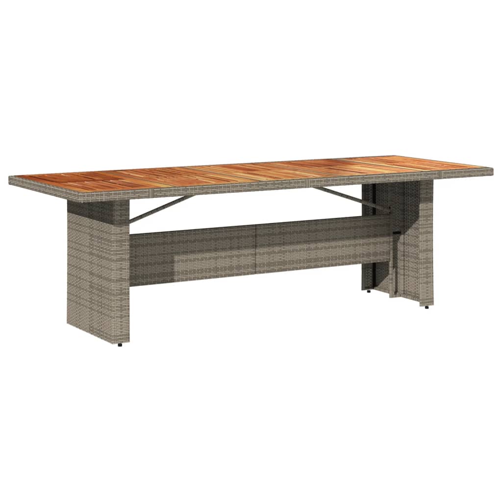 Tuintafel met acaciahouten blad 240x90x75 cm poly rattan grijs - AllerleiShop