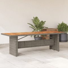 Tuintafel met acaciahouten blad 240x90x75 cm poly rattan grijs