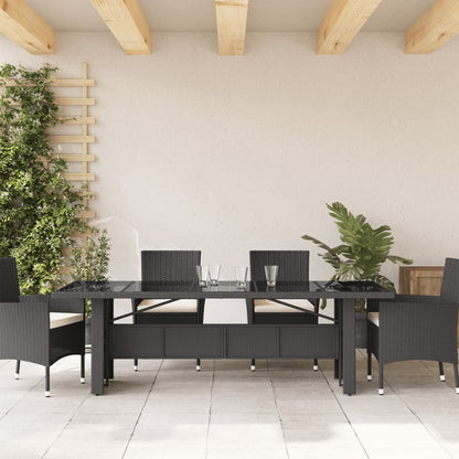 Tuintafel met glazen blad 240x90x75 cm poly rattan - AllerleiShop