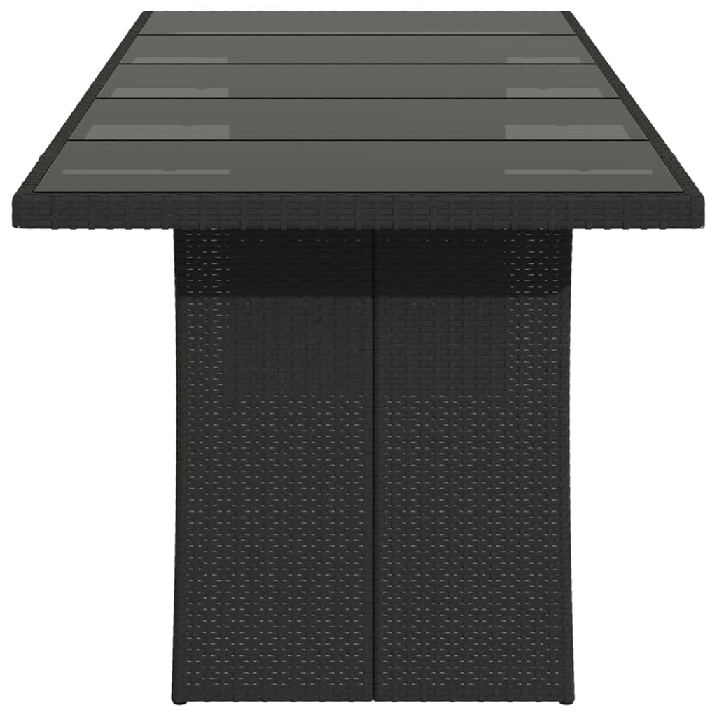 Tuintafel met glazen blad 240x90x75 cm poly rattan - AllerleiShop