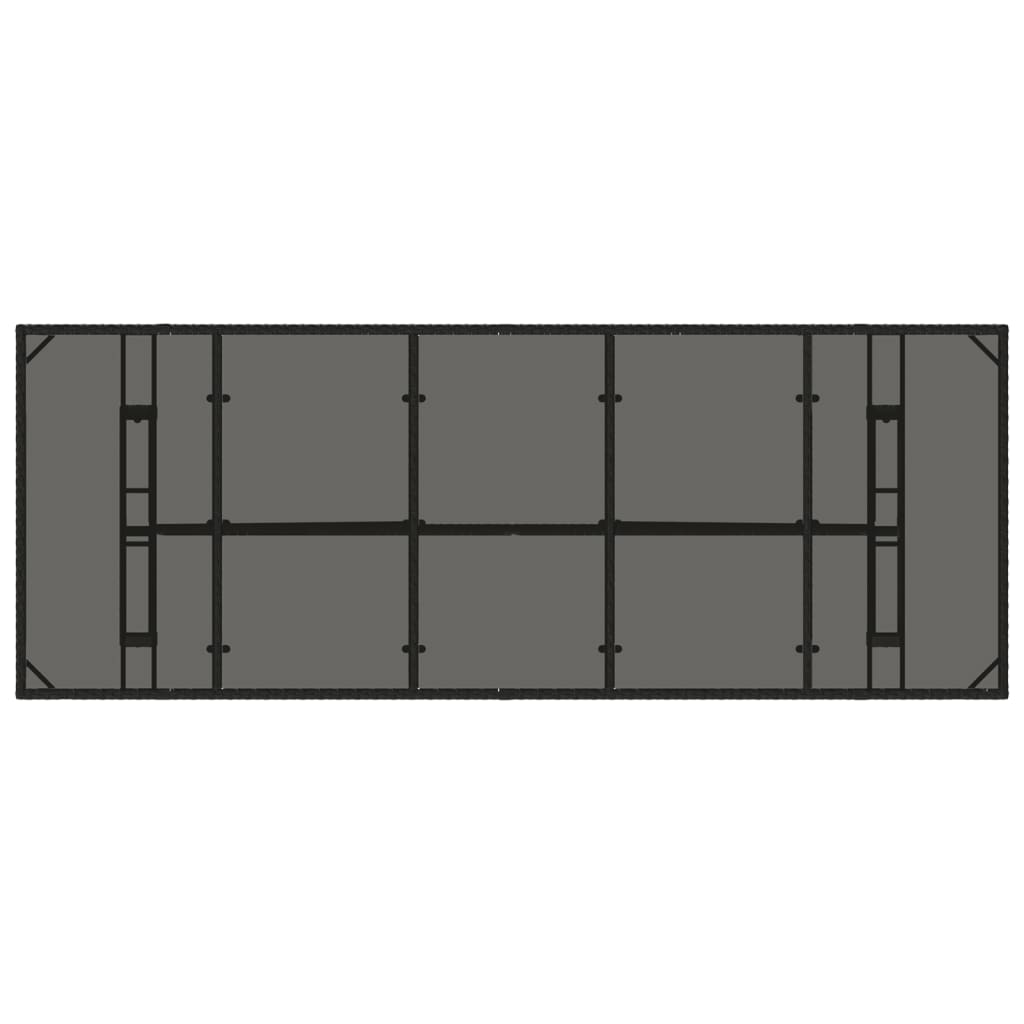 Tuintafel met glazen blad 240x90x75 cm poly rattan - AllerleiShop