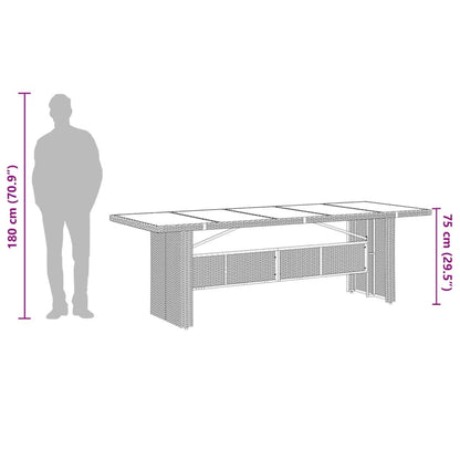 Tuintafel met glazen blad 240x90x75 cm poly rattan - AllerleiShop