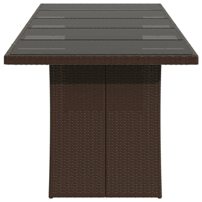 Tuintafel met glazen blad 240x90x75 cm poly rattan bruin - AllerleiShop