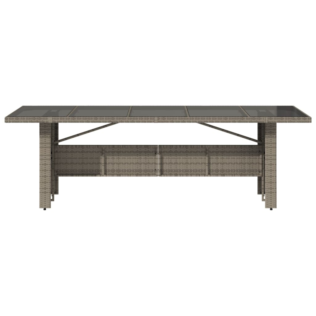 Tuintafel met glazen blad 240x90x75 cm poly rattan grijs - AllerleiShop