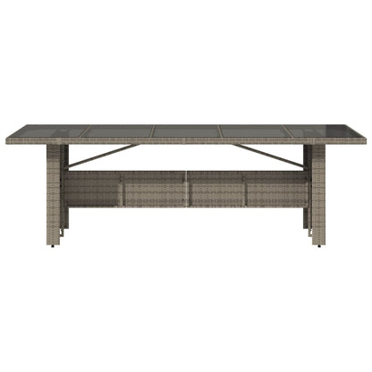 Tuintafel met glazen blad 240x90x75 cm poly rattan grijs - AllerleiShop