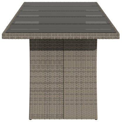 Tuintafel met glazen blad 240x90x75 cm poly rattan grijs - AllerleiShop