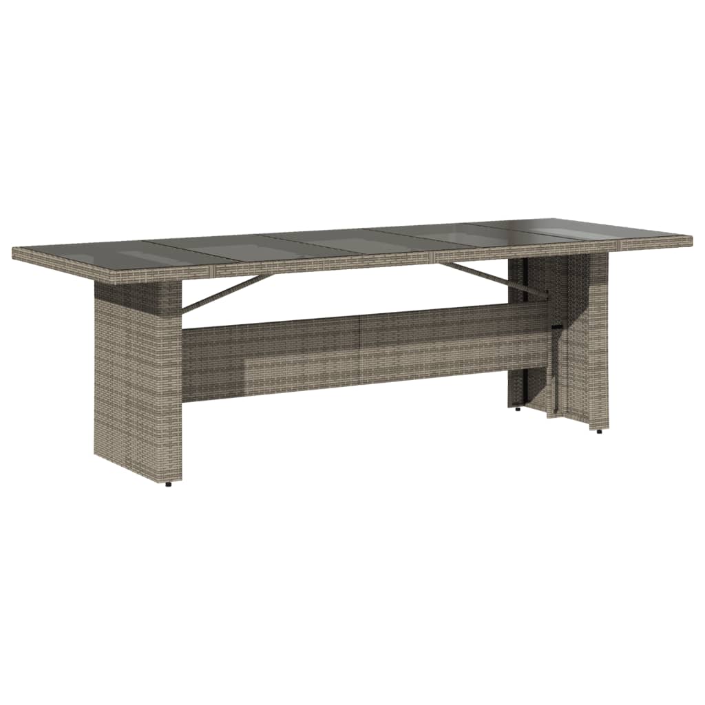 Tuintafel met glazen blad 240x90x75 cm poly rattan grijs - AllerleiShop