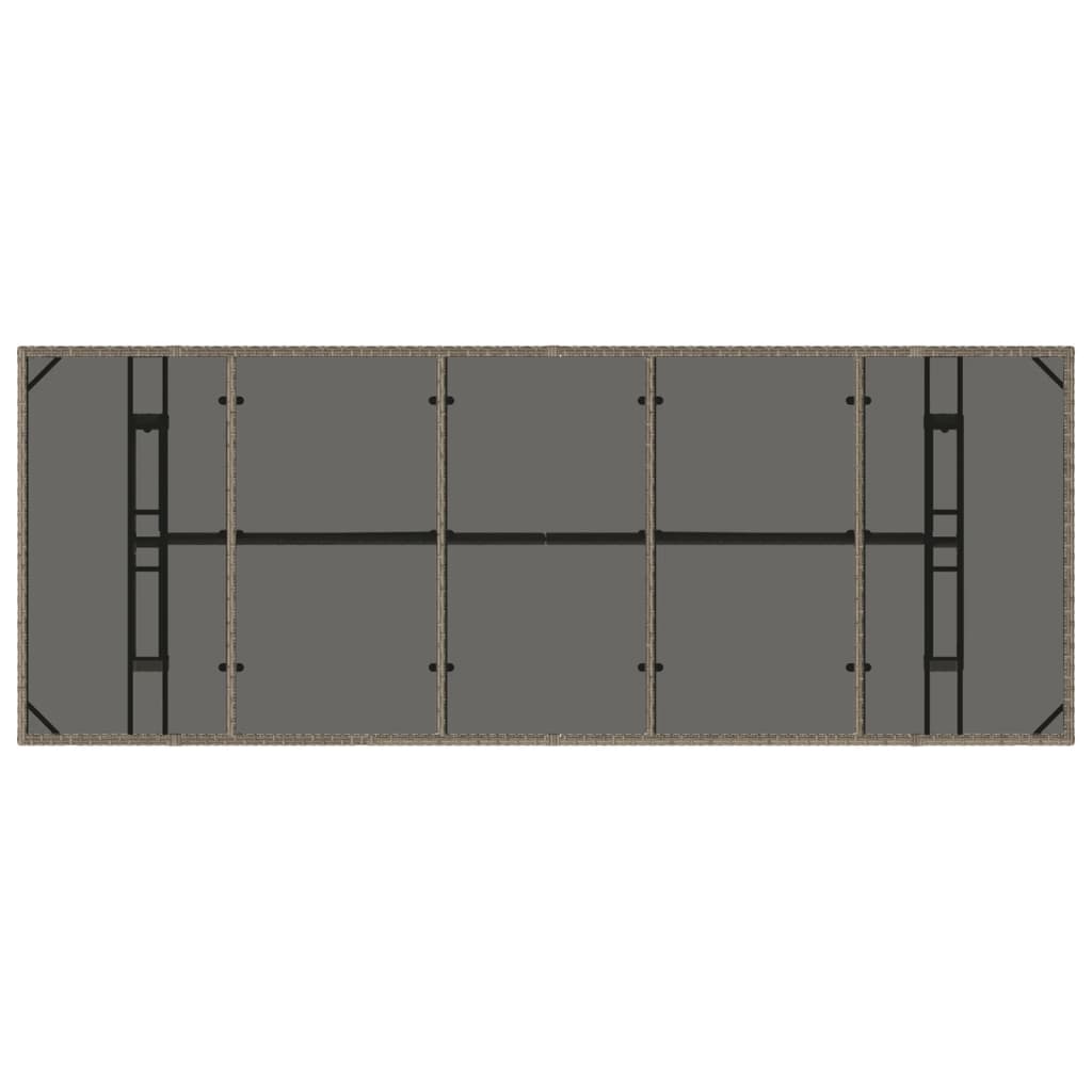 Tuintafel met glazen blad 240x90x75 cm poly rattan grijs - AllerleiShop