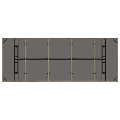 Tuintafel met glazen blad 240x90x75 cm poly rattan grijs - AllerleiShop