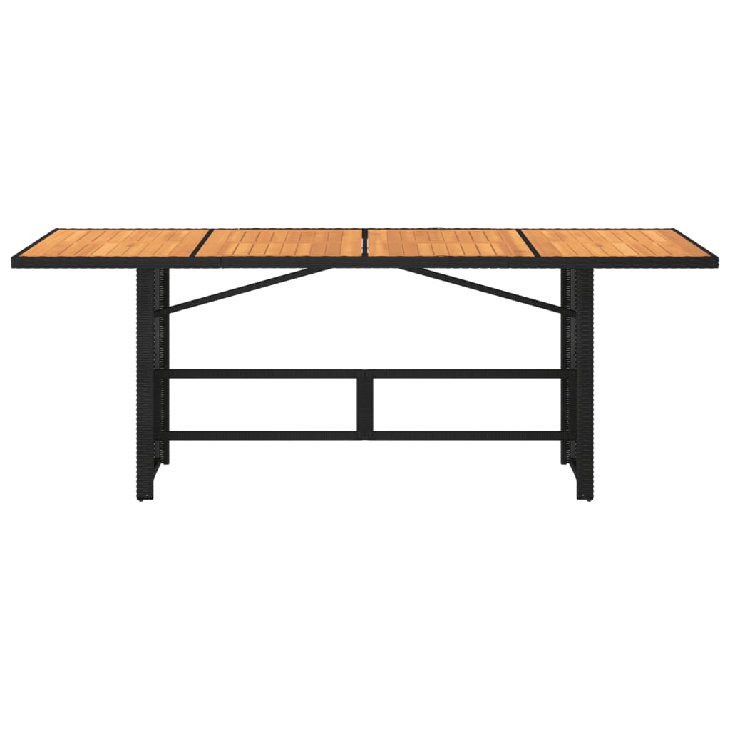 Tuintafel met acaciahouten blad 190x80x75 cm poly rattan zwart - AllerleiShop