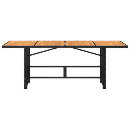 Tuintafel met acaciahouten blad 190x80x75 cm poly rattan zwart - AllerleiShop