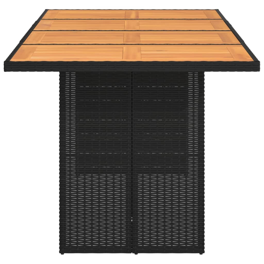 Tuintafel met acaciahouten blad 190x80x75 cm poly rattan zwart - AllerleiShop