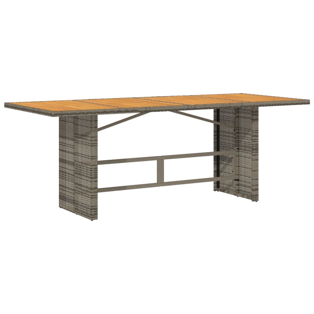 Tuintafel met acaciahouten blad 190x80x75 cm poly rattan grijs - AllerleiShop