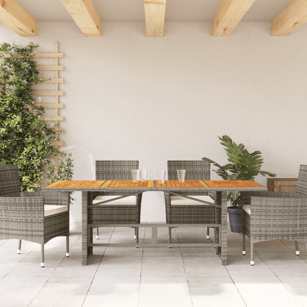 Tuintafel met acaciahouten blad 190x80x75 cm poly rattan grijs - AllerleiShop