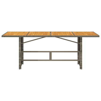 Tuintafel met acaciahouten blad 190x80x75 cm poly rattan grijs - AllerleiShop