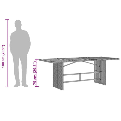 Tuintafel met acaciahouten blad 190x80x75 cm poly rattan grijs - AllerleiShop