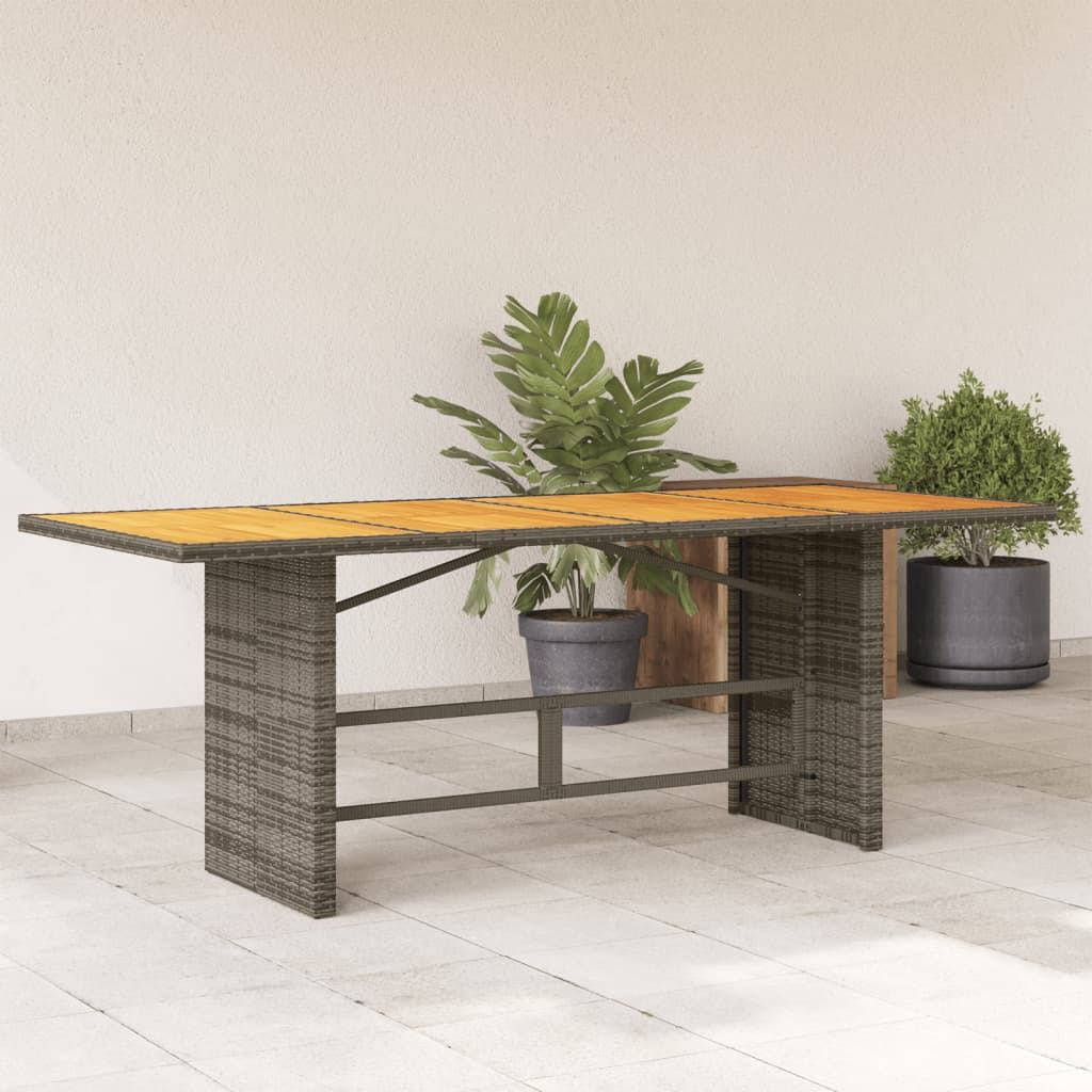 Tuintafel met acaciahouten blad 190x80x75 cm poly rattan grijs - AllerleiShop