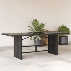 Tuintafel met glazen blad 190x80x75 cm poly rattan zwart