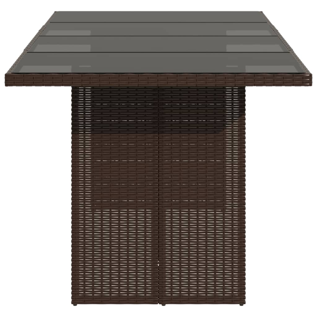 Tuintafel met glazen blad 190x80x75 cm poly rattan bruin - AllerleiShop