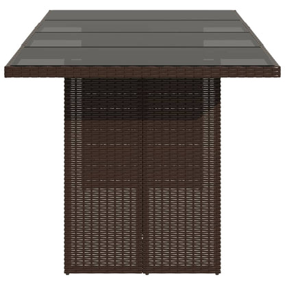 Tuintafel met glazen blad 190x80x75 cm poly rattan bruin - AllerleiShop