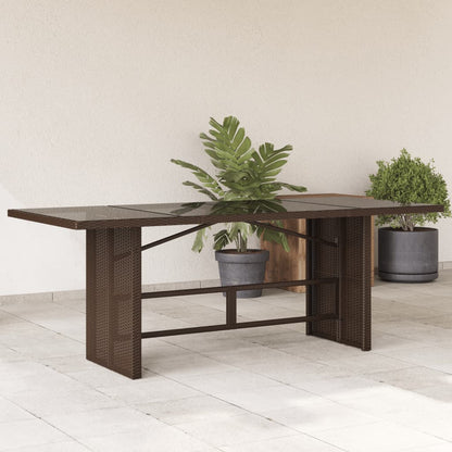 Tuintafel met glazen blad 190x80x75 cm poly rattan bruin - AllerleiShop